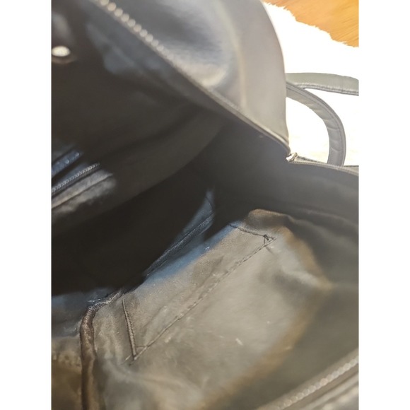 ECOSUSI Black Faux Leather Mini Backpack Convertible Straps Flap Pocket - Picture 6 of 13